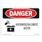 Signmission Safety Sign, OSHA Danger, 5" Height, 7" Width, Hydrochloric Acid, Landscape OS-DS-D-57-L-2029 - alternate 1
